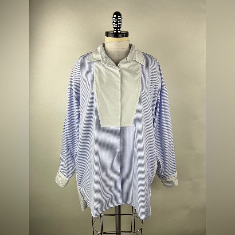 💚 3457. Button Front Long Sleeve Tunic Top